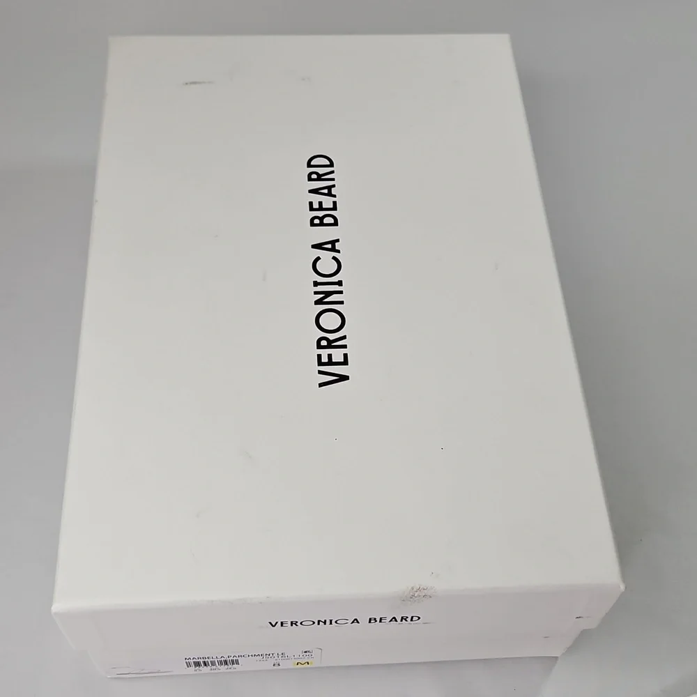 Veronica Beard Marbella lizard-embossed T-strap sandal  parchment white Sz 8 NWT - Picture 9 of 9